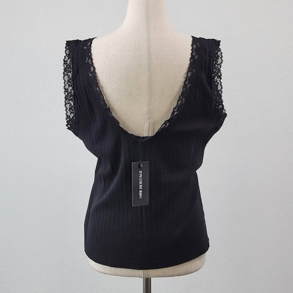 OUR HERITAGE rib knit tank top black SZ XL - Picture 5 of 8